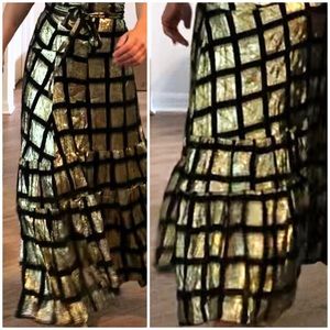 NEW without tags Muche Muchette  Gold Black Tiered wrap skirt M